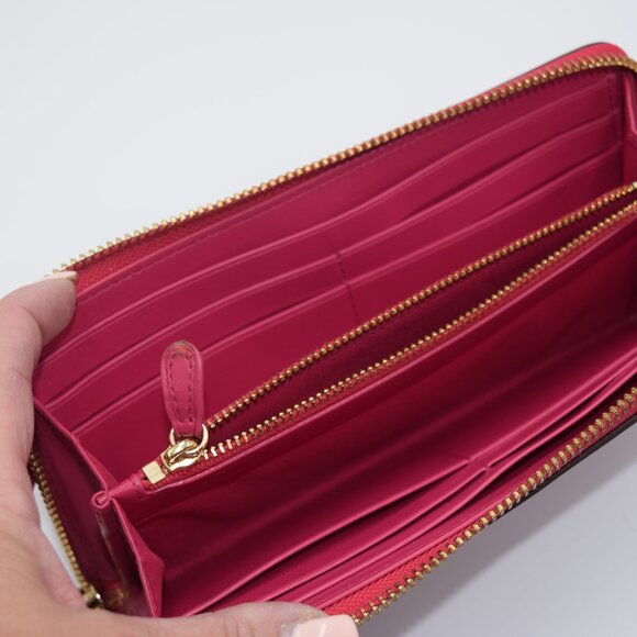 Coach Fuchsia Leather Zip Around Wallet - Picture 10 of 15